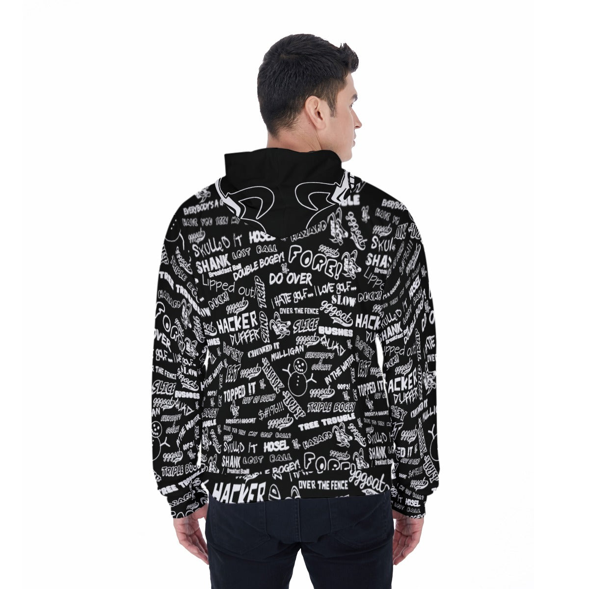 GGGOAT GOLF - HACKER/DUFFER Men's Micro Fleece Zip Up Hoodie Black