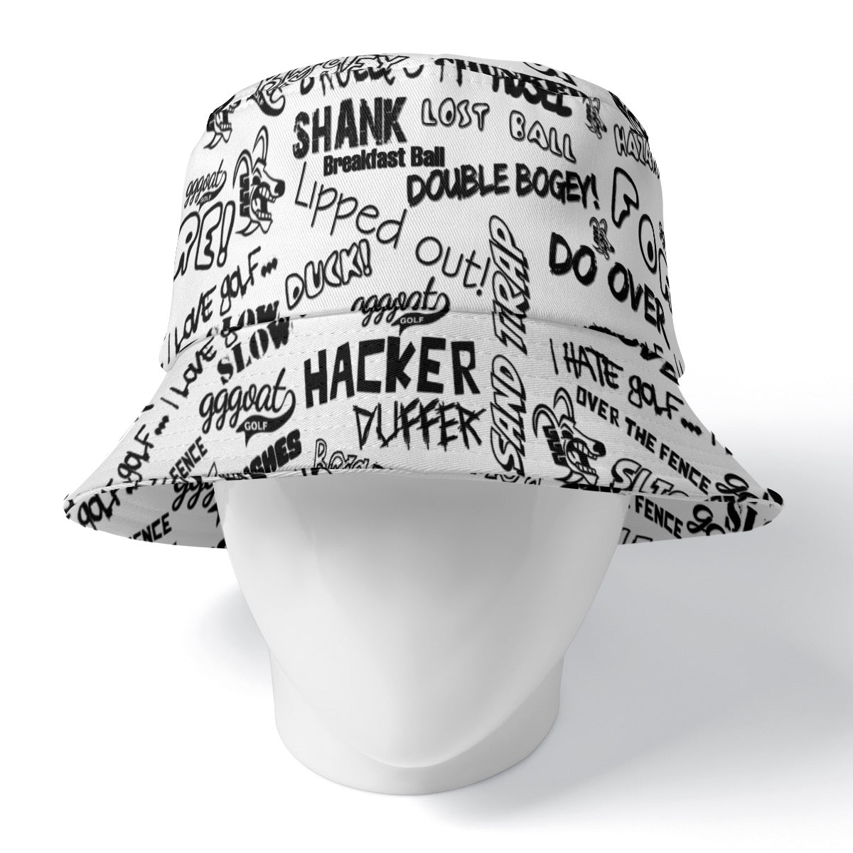 GGGOAT GOLF HACKER/DUFFER Double-Side Printed Bucket Hat White