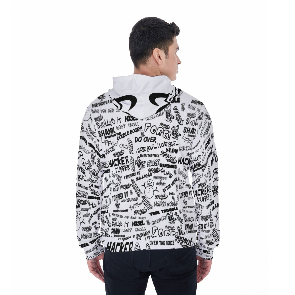 GGGOAT GOLF - HACKER/DUFFER Men's Micro Fleece Zip Up Hoodie White