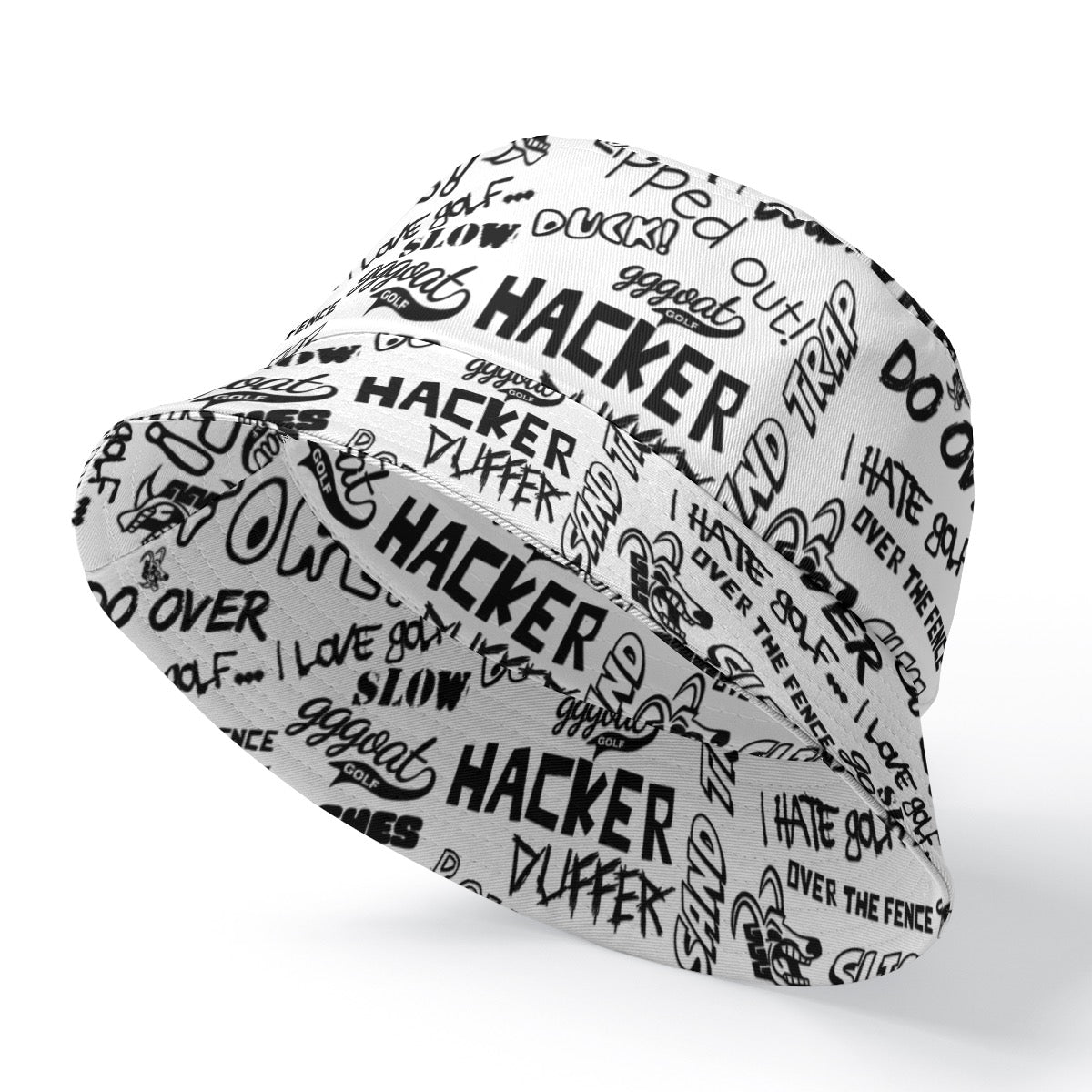 GGGOAT GOLF HACKER/DUFFER Double-Side Printed Bucket Hat White