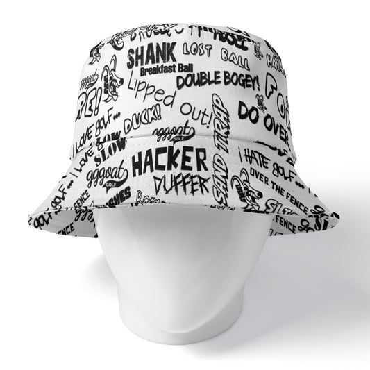 GGGOAT GOLF HACKER/DUFFER Double-Side Printed Bucket Hat White